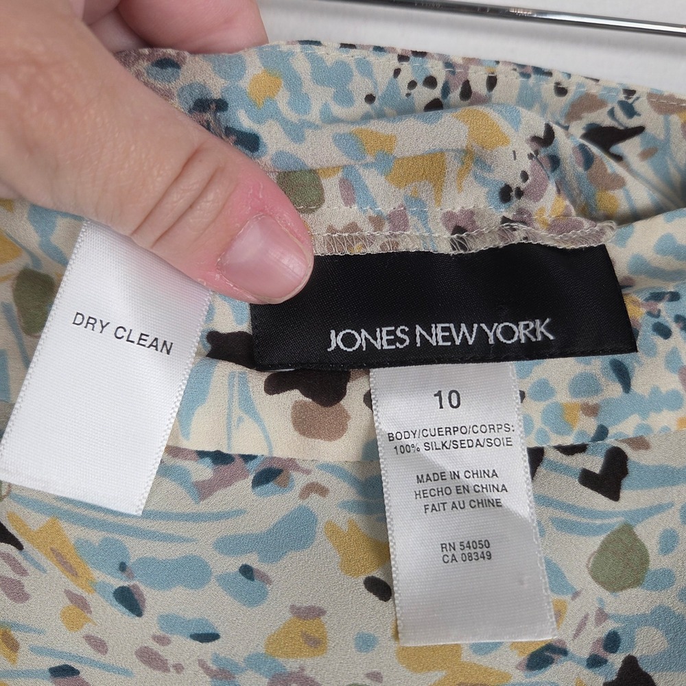 Jones New York Silk Flowy A-Line Midi Skirt Size 10 Abstract Floral Lined - Picture 6 of 10